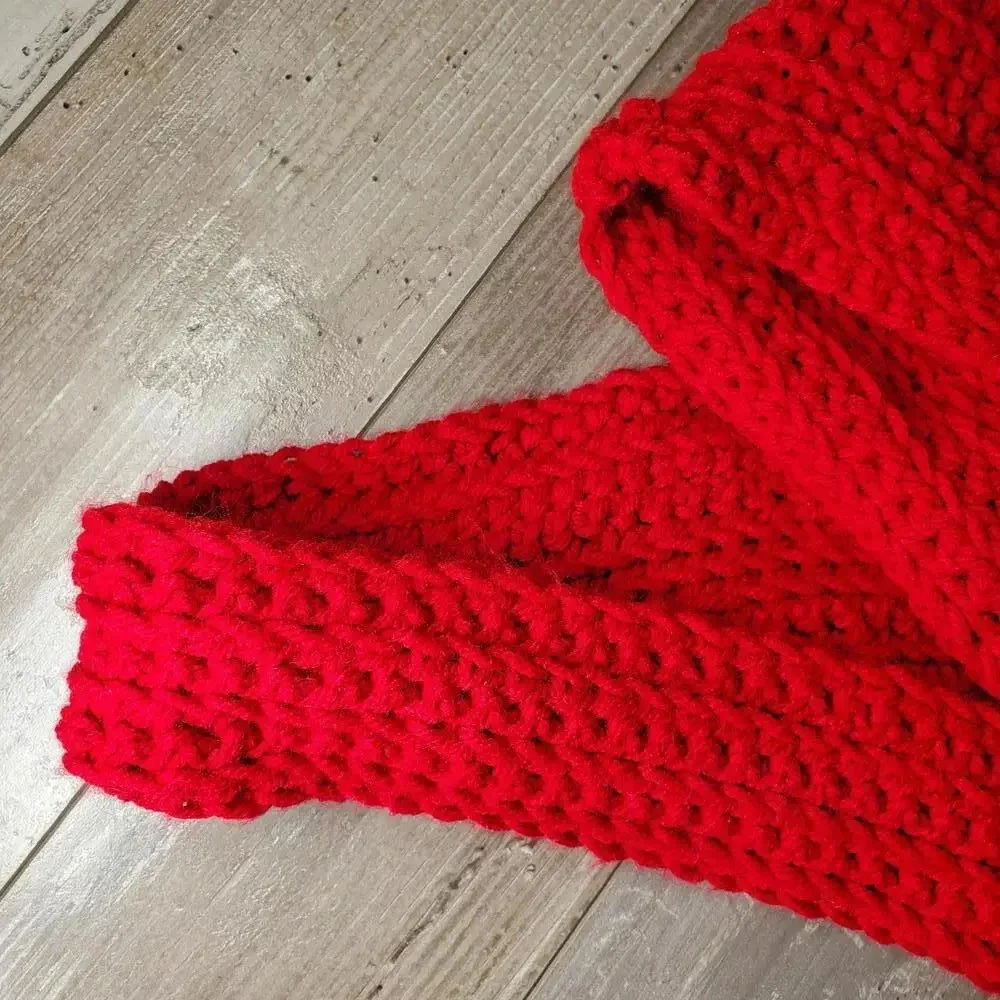 Handmade Crocheted Red Women's Winter Infinity Scarf